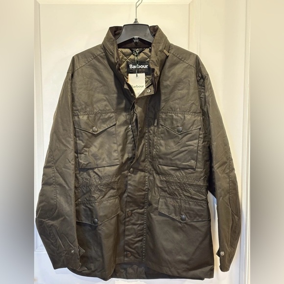 NWT Barbour Sapper XL Olive Green Wax Jacket Men's Field Rain Coat Classic Hood